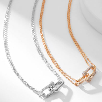 [Marins]HARDWEAR DIAMOND PEDANT DOUBLE CHAIN NECKLACE