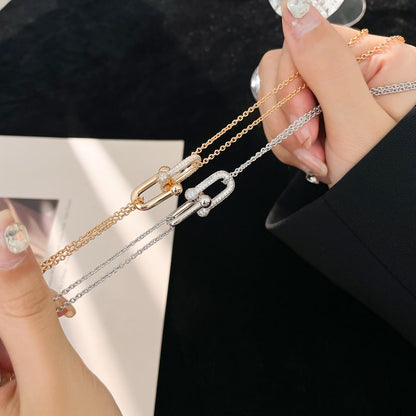 [Marins]HARDWEAR DIAMOND PEDANT DOUBLE CHAIN NECKLACE