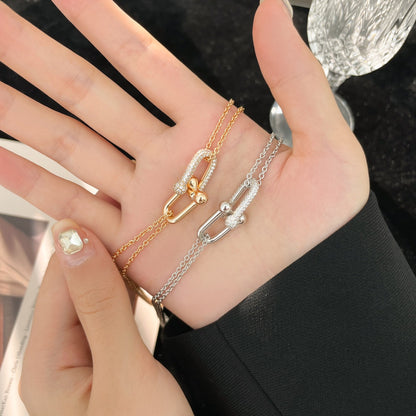 [Marins]HARDWEAR DIAMOND PEDANT DOUBLE CHAIN NECKLACE