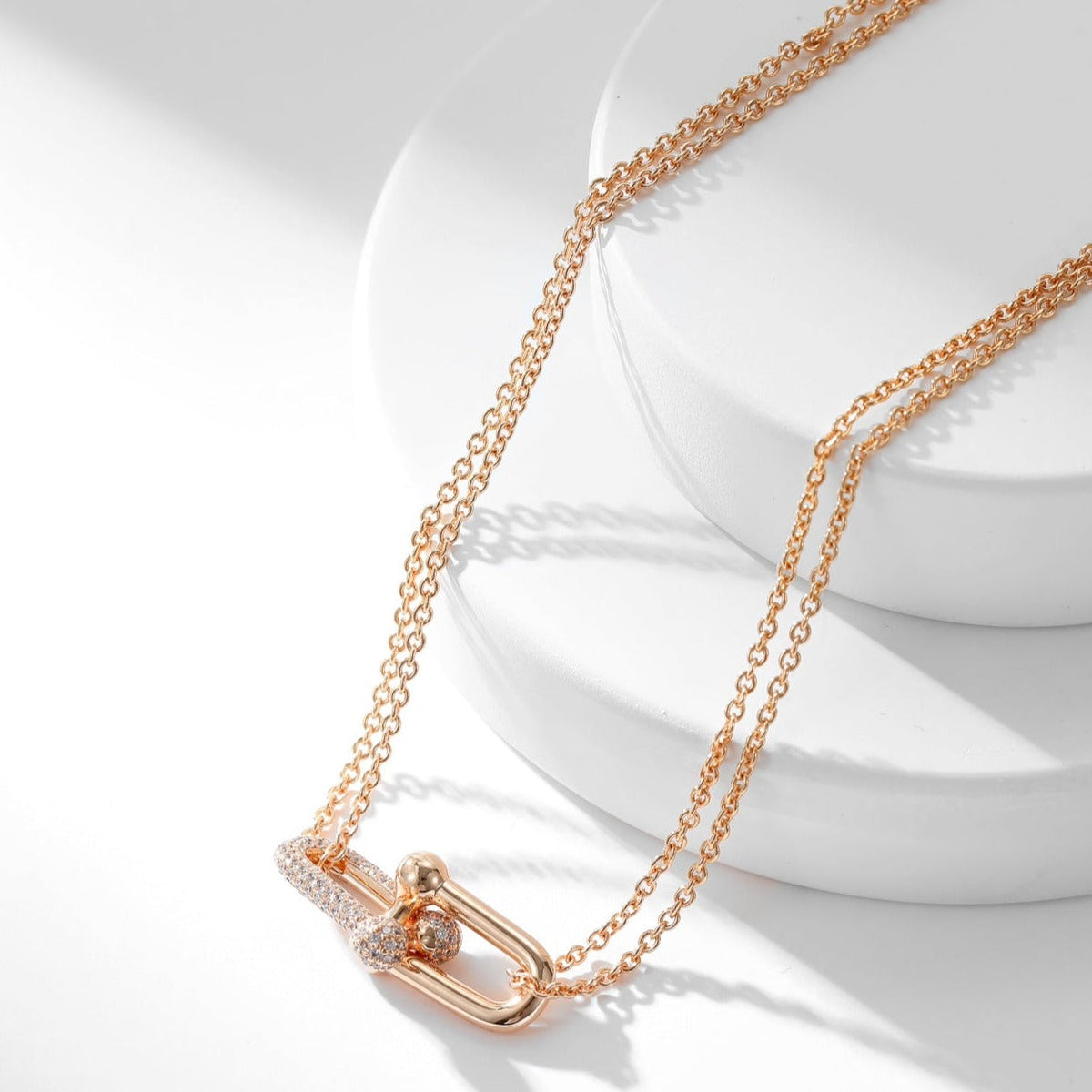 [Marins]HARDWEAR DIAMOND PEDANT DOUBLE CHAIN NECKLACE