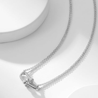 [Marins]HARDWEAR DIAMOND PEDANT DOUBLE CHAIN NECKLACE