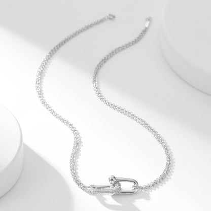 [Marins]HARDWEAR DIAMOND PEDANT DOUBLE CHAIN NECKLACE