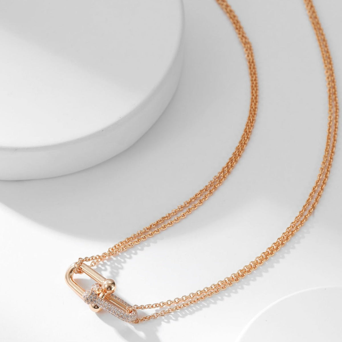 [Marins]HARDWEAR DIAMOND PEDANT DOUBLE CHAIN NECKLACE