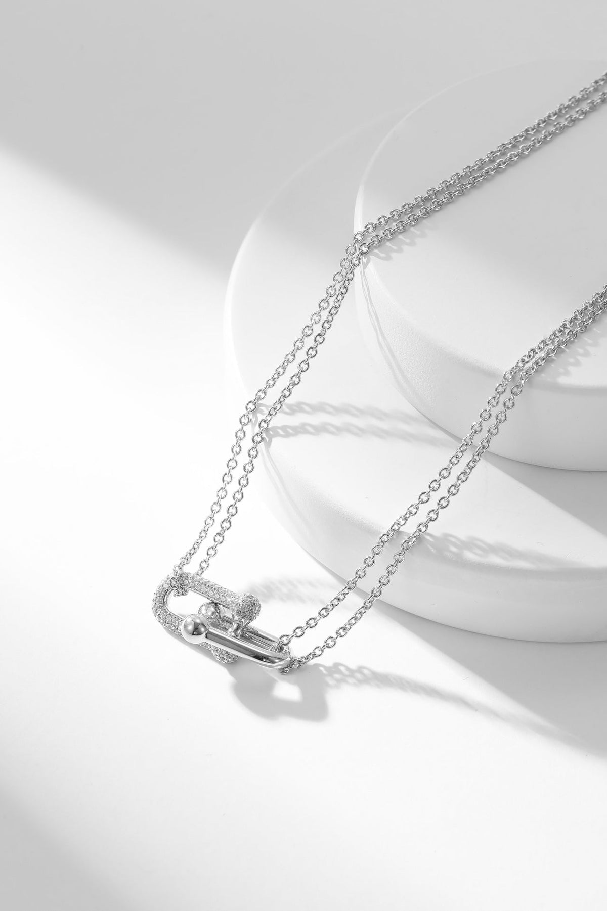 [Marins]HARDWEAR DIAMOND PEDANT DOUBLE CHAIN NECKLACE