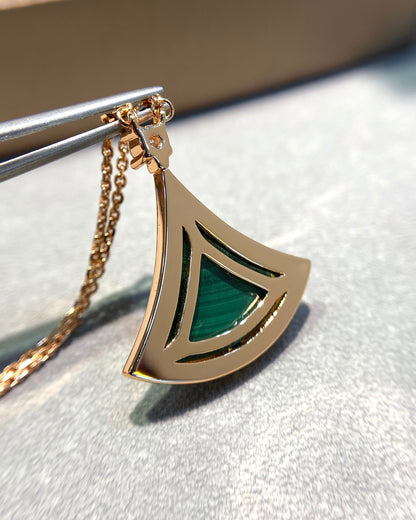 [Marins]DREAM MALACHITE DIAMOND PAVED PINK GOLD NECKLACE