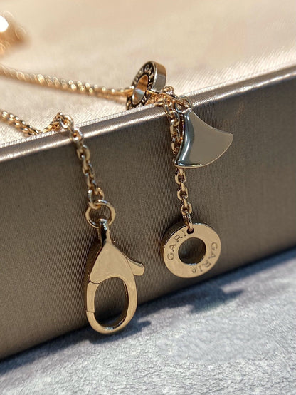 [Marins]DREAM MOP DIAMOND PAVED PINK GOLD NECKLACE