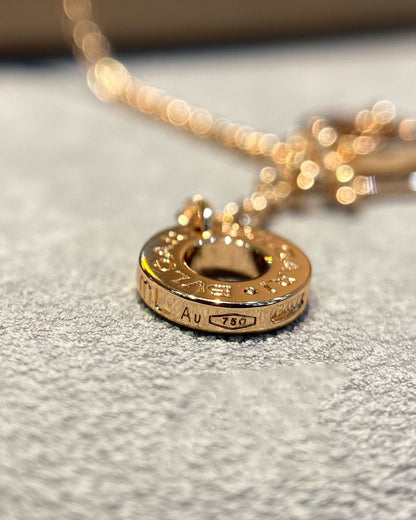 [Marins]DREAM MOP DIAMOND PAVED PINK GOLD NECKLACE