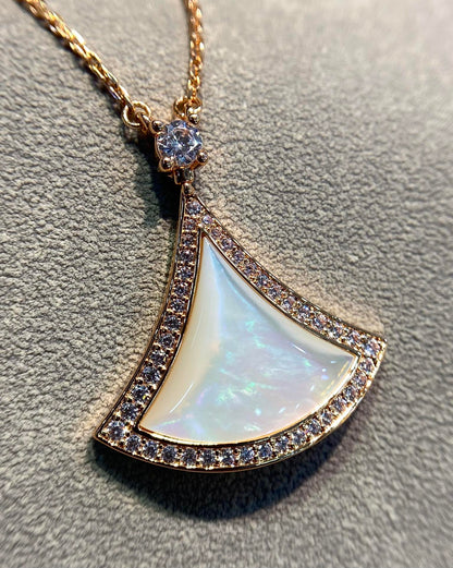 [Marins]DREAM MOP DIAMOND PAVED PINK GOLD NECKLACE