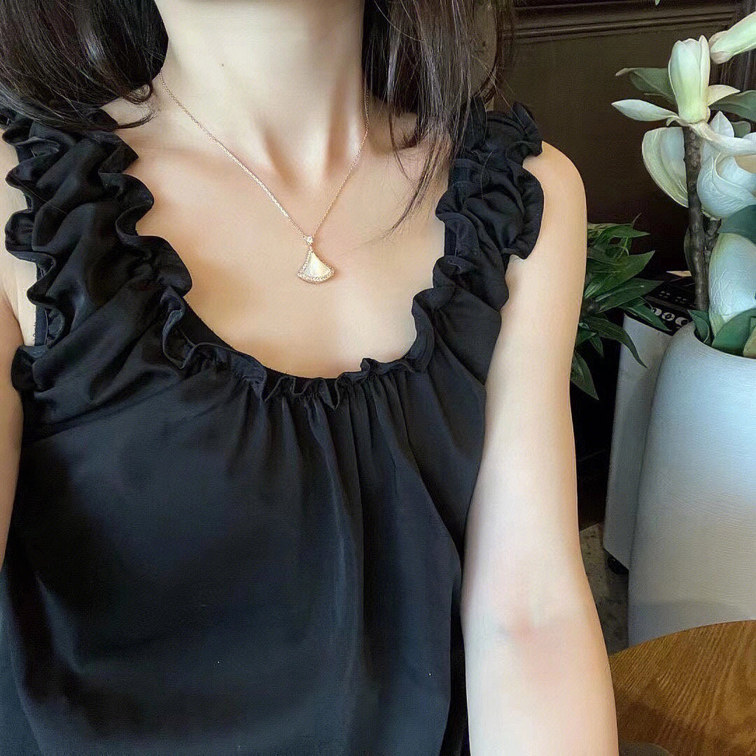 [Marins]DREAM MOP DIAMOND PAVED PINK GOLD NECKLACE
