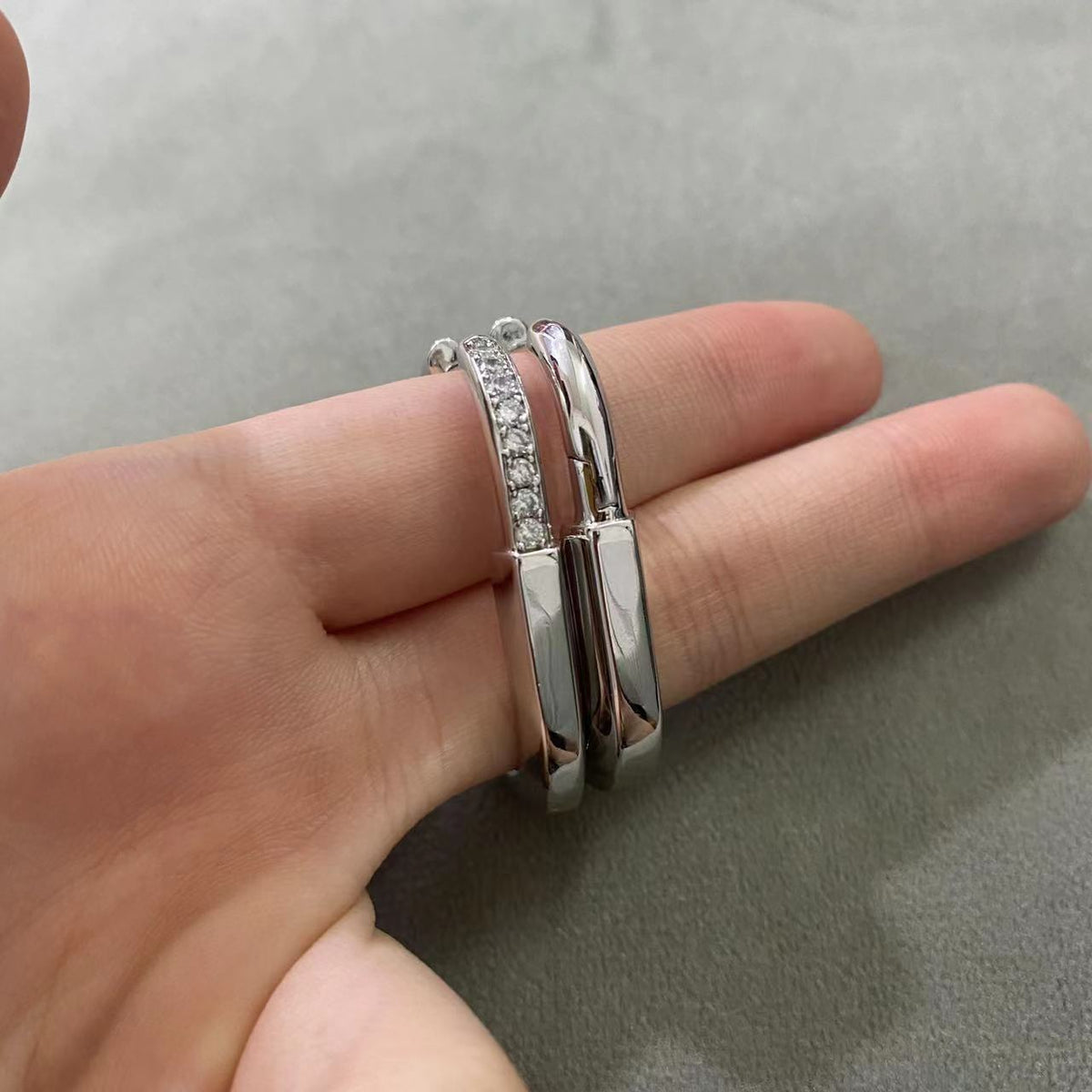 [Marins]LOCK MEDIUM DIAMNOND EARRINGS