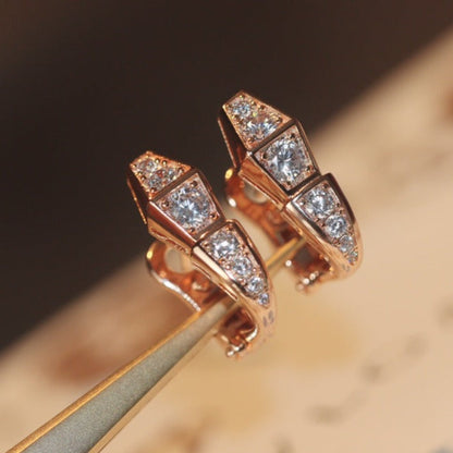 [Marins]SERPENT PINK GOLD DIAMOND EARRINGS