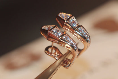 [Marins]SERPENT PINK GOLD DIAMOND EARRINGS