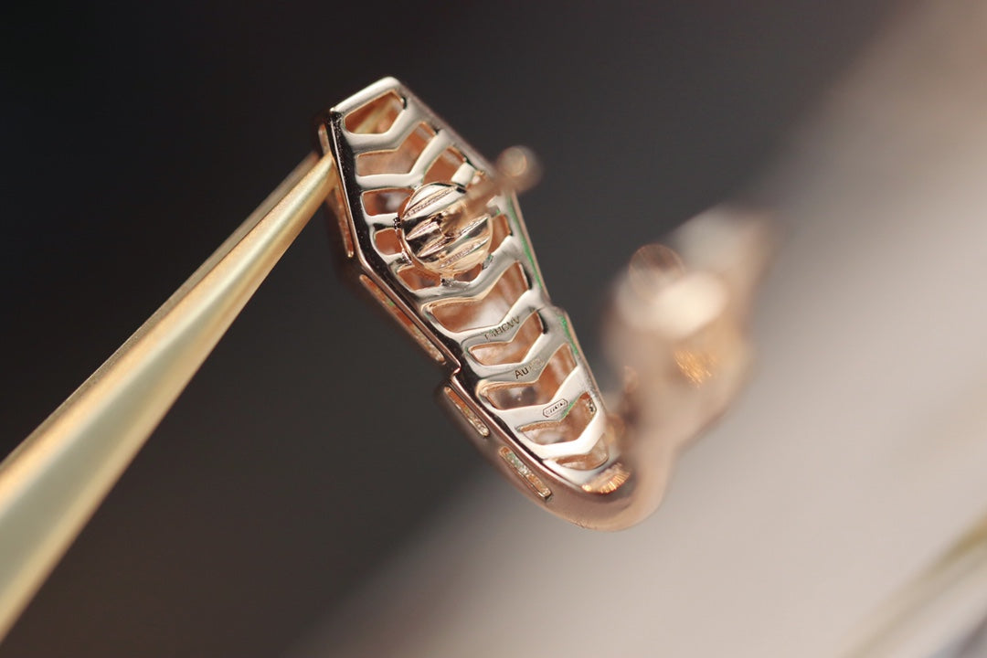 [Marins]SERPENT PINK GOLD DIAMOND EARRINGS