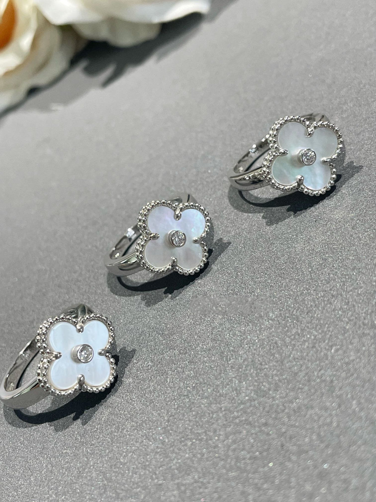 [Marins]CLOVER SILVER MOP DIAMOND RING
