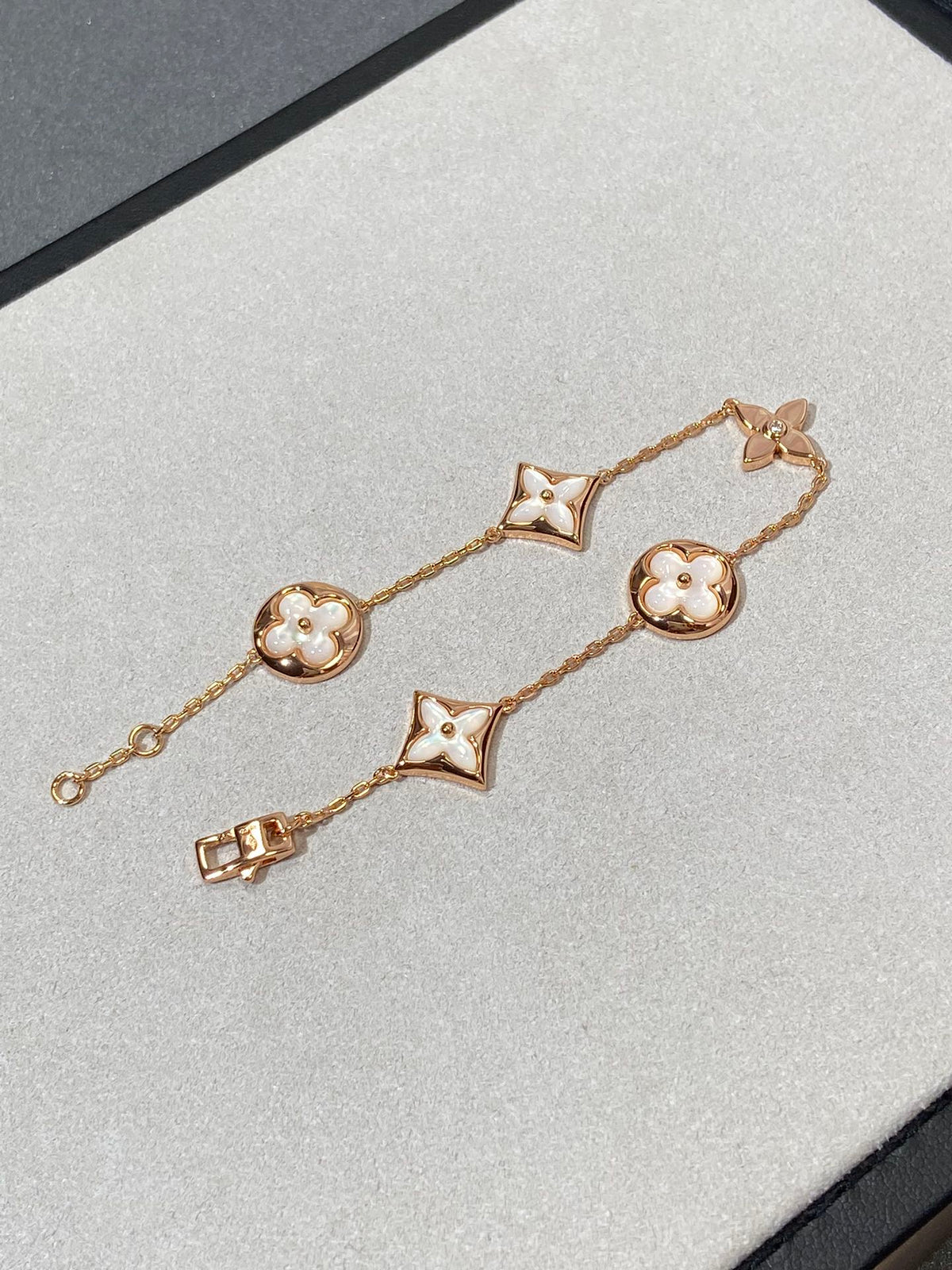 [Marins]STAR AND SUN 5 MOTIF MOP PINK GOLD BRACELET