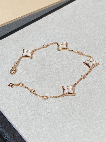[Marins]STAR 4 MOTIF MOP DIAMOND PINK GOLD BRACELET