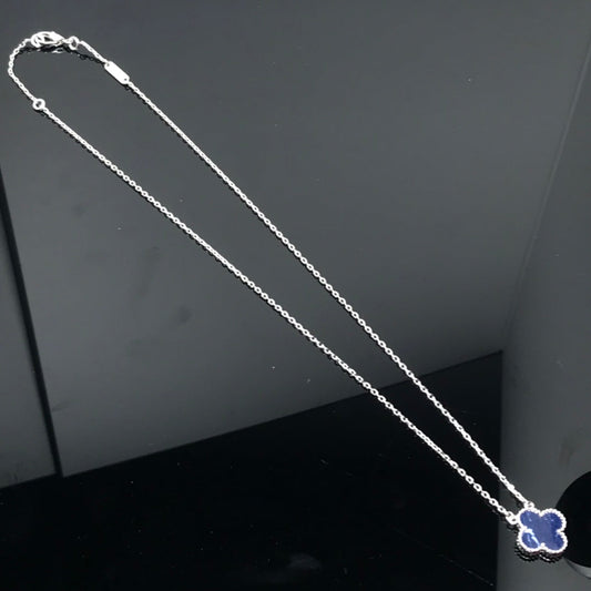 [Marins]CLOVER PIETERSITE SILVER LONG NECKLACE