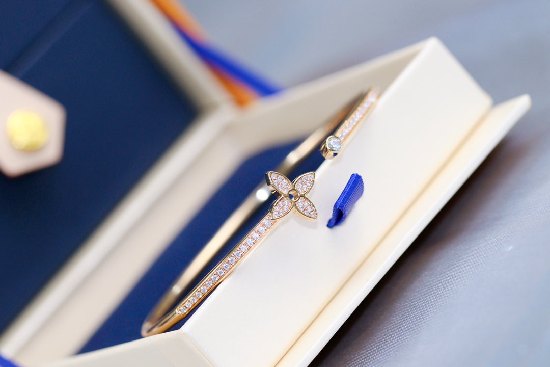 [Marins]IDYLLE PINK GOLD OPEN BRACELET DIAMOND PAVED