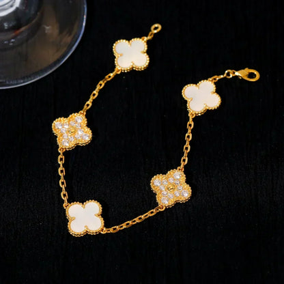 [Marins]CLOVER WHITE PEARL MOP 5 MOTIF BRACELET COLLECTION