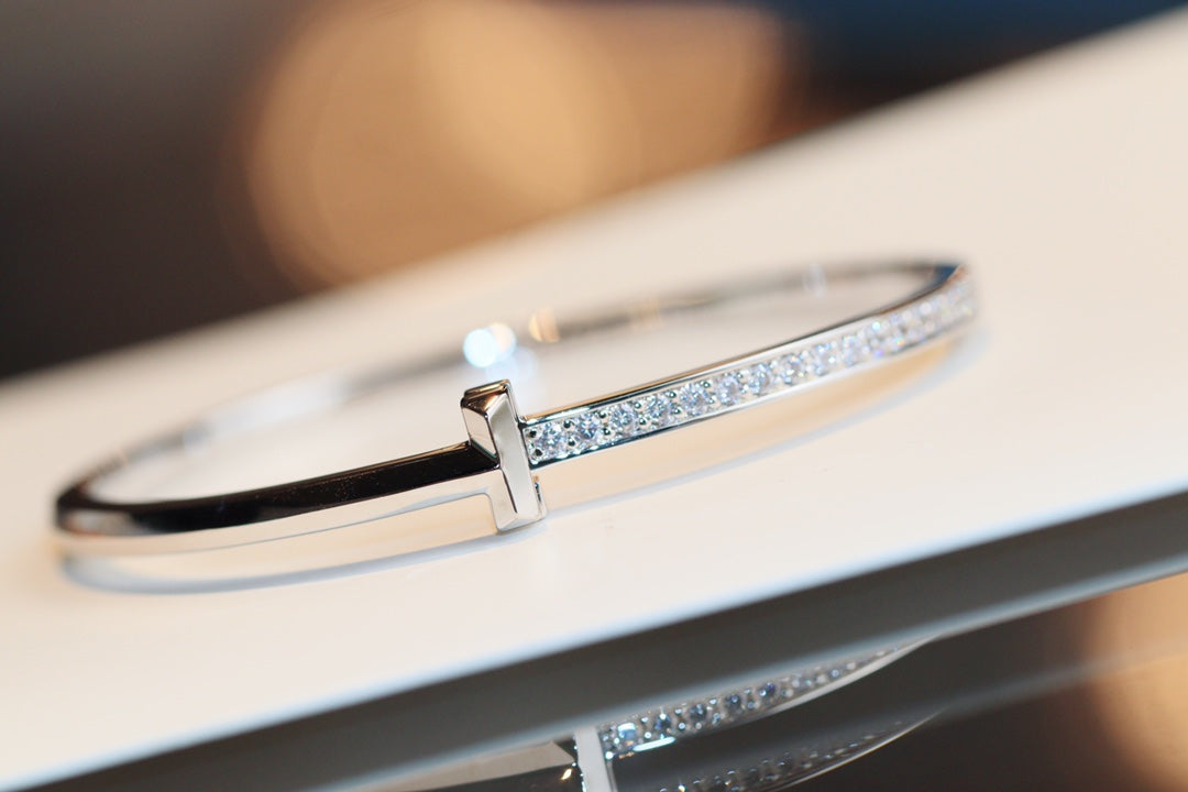 [Marins]NARROW T1 HINGED BANGLE DIAMOND SILVER