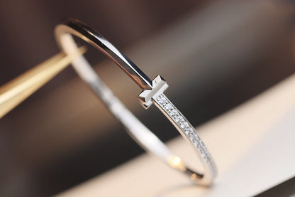 [Marins]NARROW T1 HINGED BANGLE DIAMOND SILVER