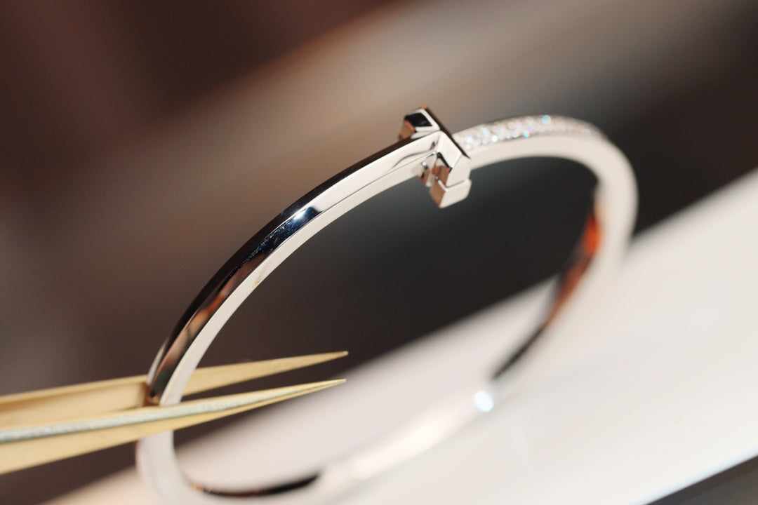 [Marins]NARROW T1 HINGED BANGLE DIAMOND SILVER