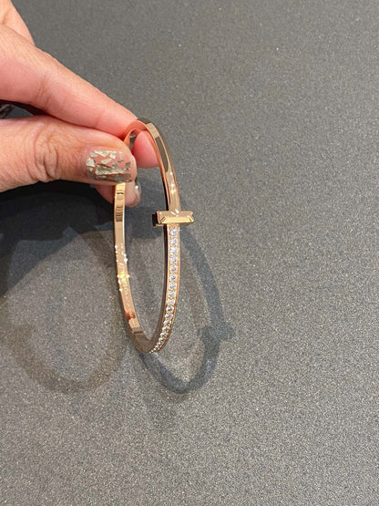 [Marins]NARROW T1 HINGED BANGLE DIAMOND PINK GOLD