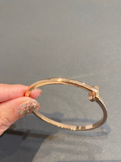 [Marins]NARROW T1 HINGED BANGLE DIAMOND PINK GOLD