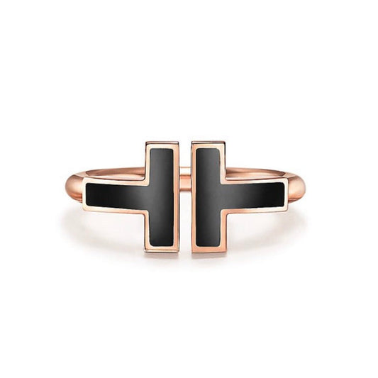 [Marins]T SMALL ONYX PINK GOLD RING