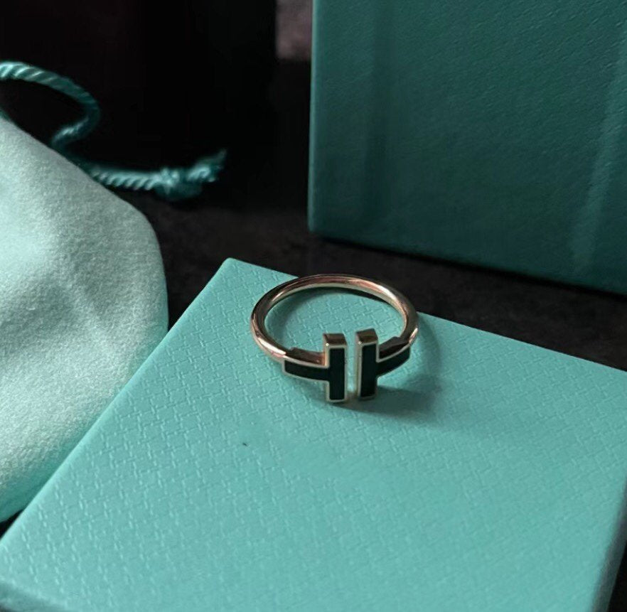 [Marins]T SMALL ONYX PINK GOLD RING