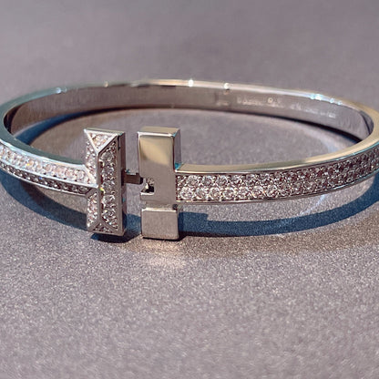 [Marins]T1 WIDE HINGED BANGLE DIAMOND PAVED BRACELET