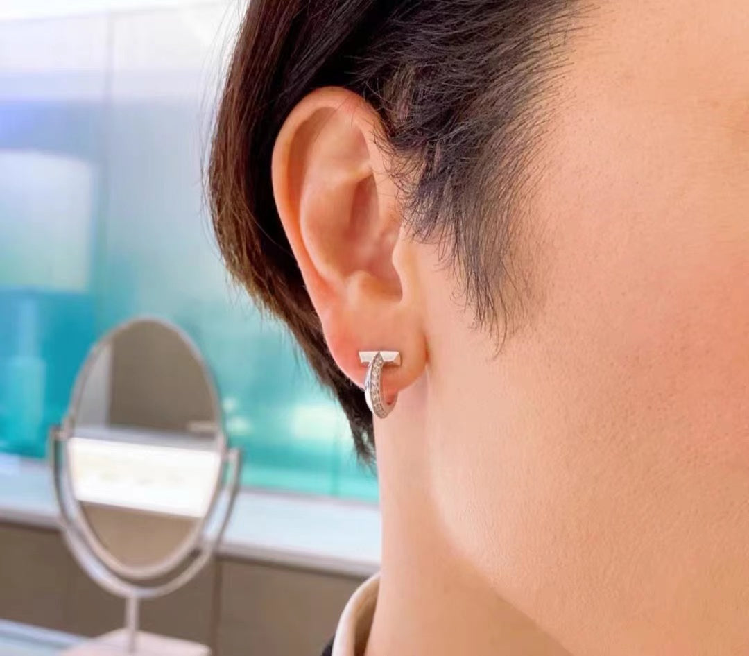 [Marins]T1 HOOP DIAMOND EARRINGS