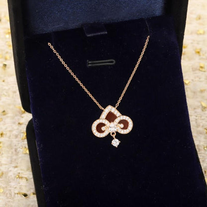 [Marins]FLEUR DE LIS PINK GOLD DIAMOND NECKLACE