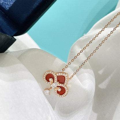 [Marins]FLEUR DE LIS PINK GOLD DIAMOND NECKLACE