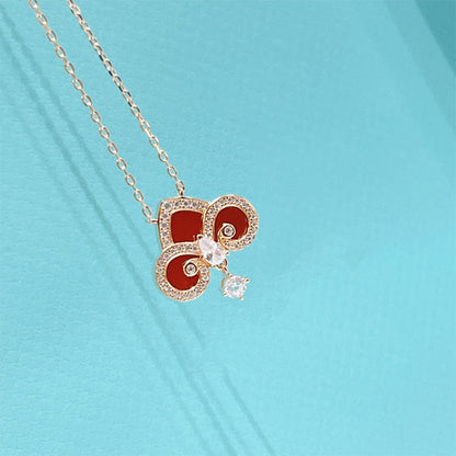 [Marins]FLEUR DE LIS PINK GOLD DIAMOND NECKLACE