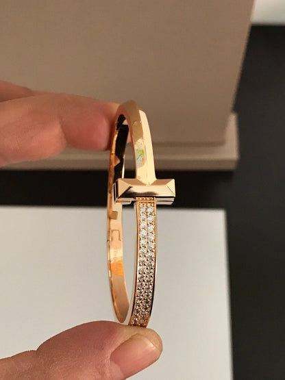 [Marins]T1 WIDE DIAMOND HINGED BANGLE PINK GOLD
