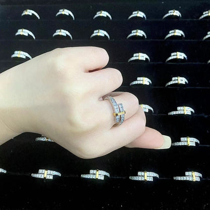 [Marins]EDGE GOLD SILVER DIAMOND RING