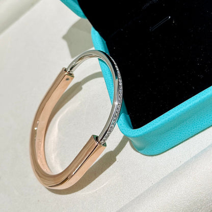 [Marins]LOCK PINK GOLD SILVER DIAMOND BRACELET