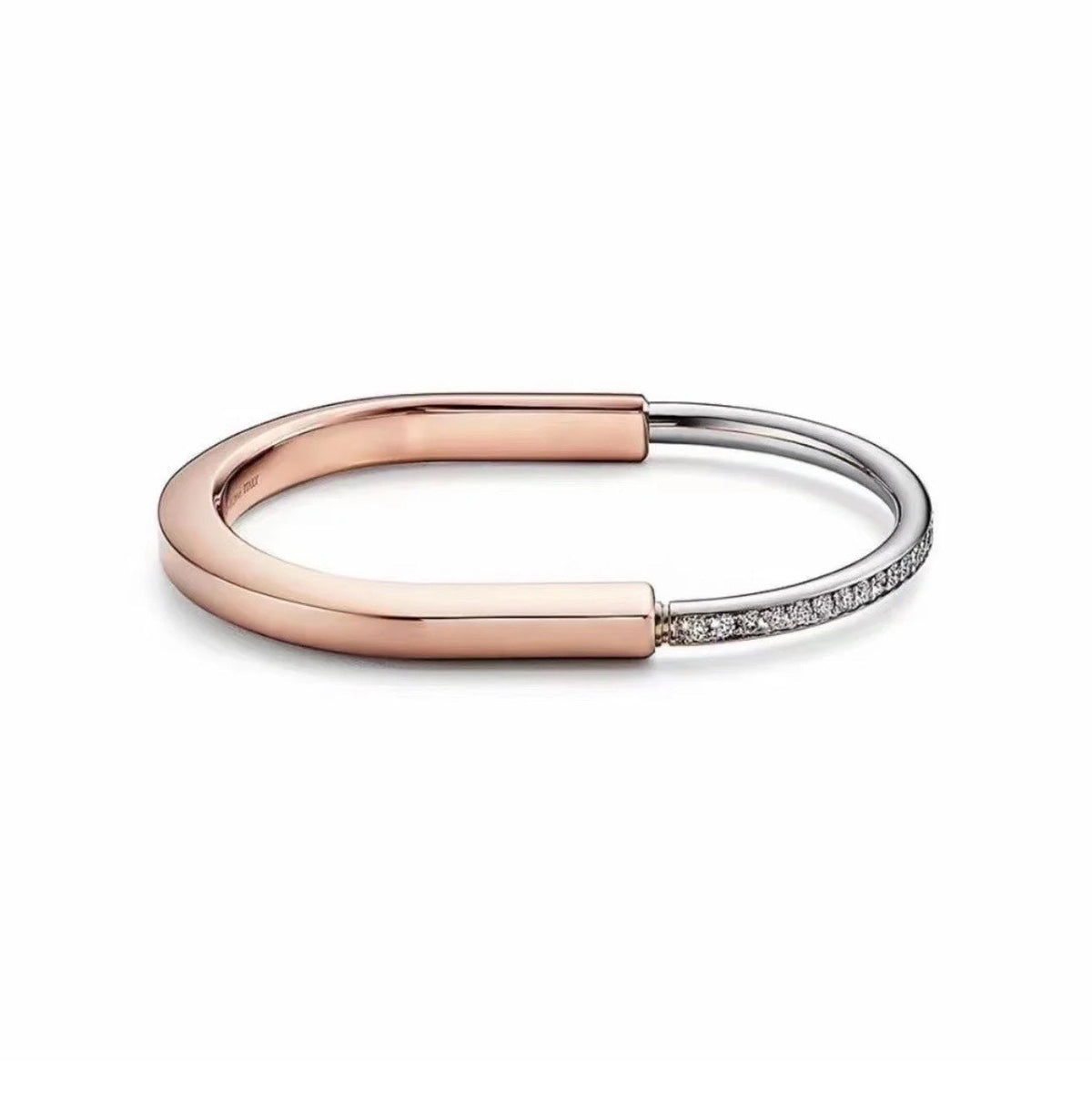 [Marins]LOCK PINK GOLD SILVER DIAMOND BRACELET