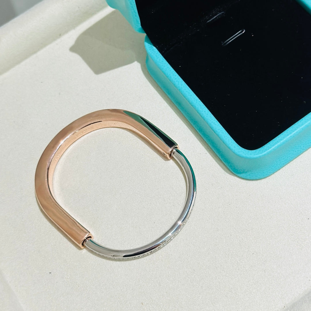 [Marins]LOCK PINK GOLD SILVER DIAMOND BRACELET