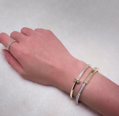 [Marins]LOCK PINK GOLD SILVER DIAMOND BRACELET