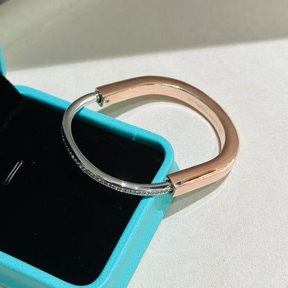 [Marins]LOCK PINK GOLD SILVER DIAMOND BRACELET