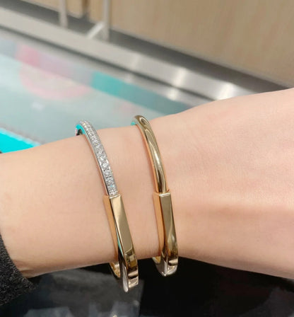[Marins]LOCK PINK GOLD SILVER DIAMOND BRACELET