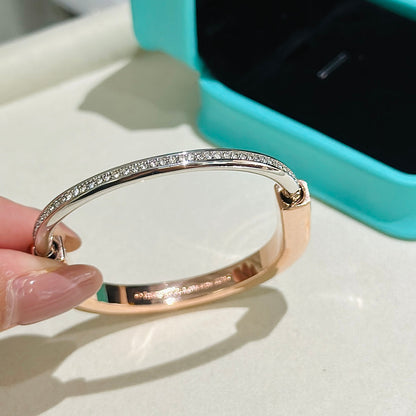 [Marins]LOCK PINK GOLD SILVER DIAMOND BRACELET