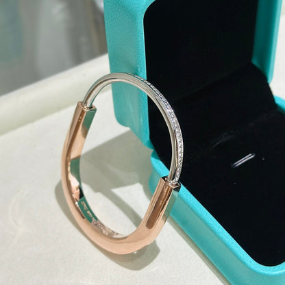 [Marins]LOCK PINK GOLD SILVER DIAMOND BRACELET