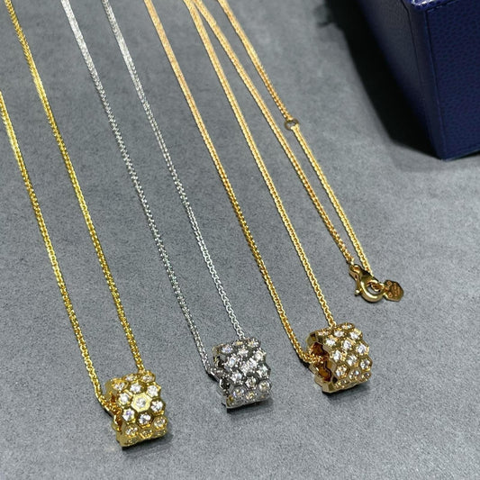 [Marins]BEE LOVE DIAMOND PAVED 3 ROW NECKLACE