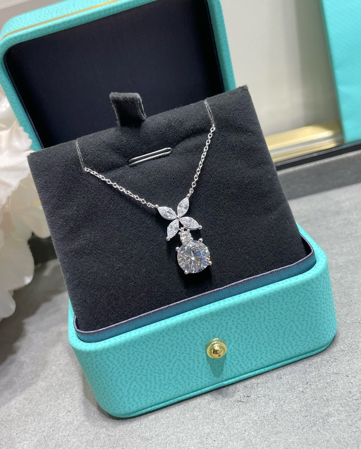 [Marins]VICTORIA PENDANT SILVER DIAMOND NECKLACE