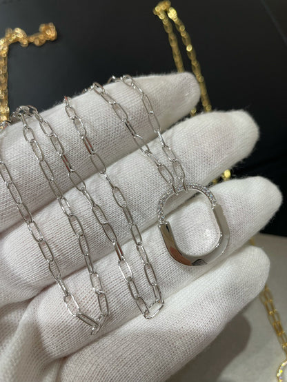 [Marins]LOCK MEDIUM PENDANT DIAMOND NECKLACE