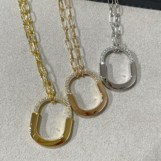 [Marins]LOCK MEDIUM PENDANT DIAMOND NECKLACE