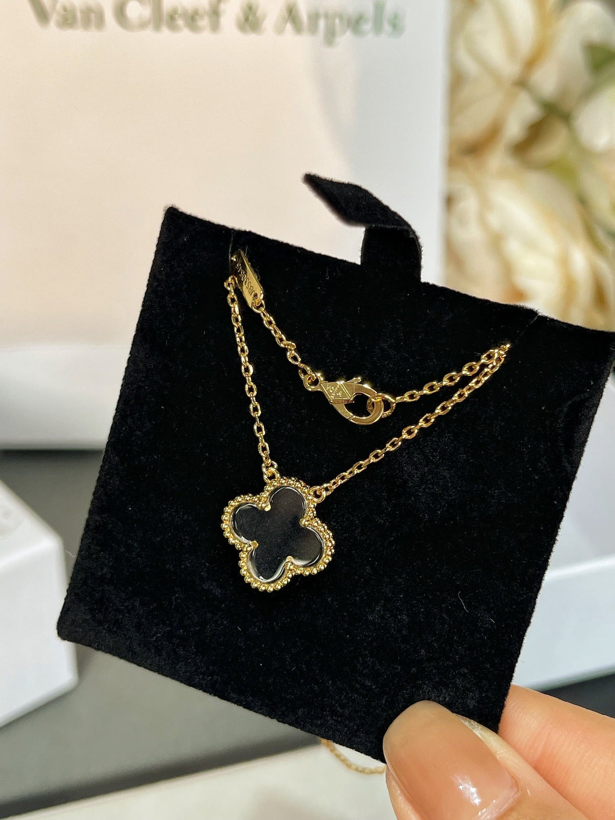 [Marins]CLOVER ROCK CRYSTAL ROSE GOLD NECKLACE